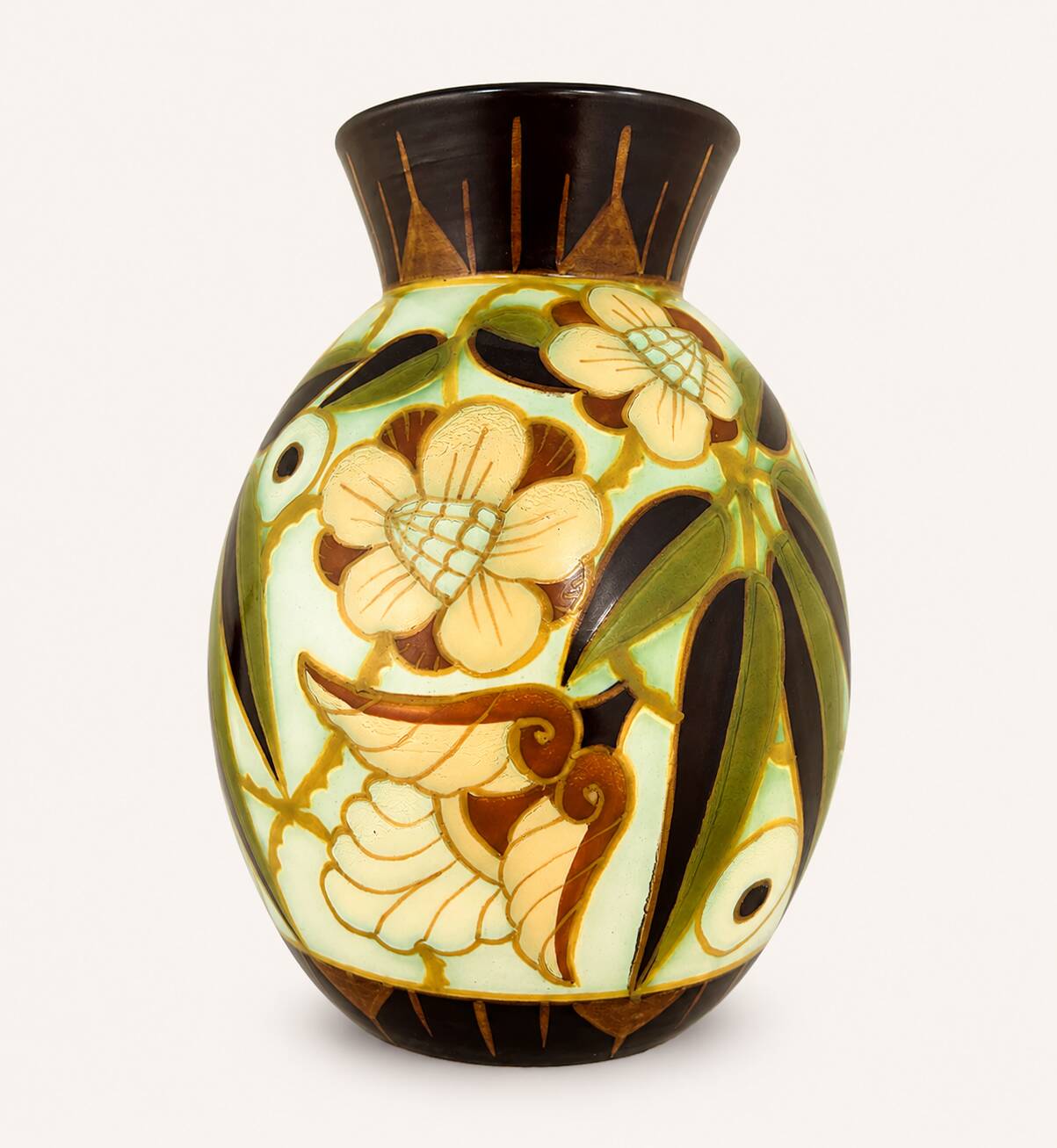 Art Deco vase by Charles Catteau for Boch Frères Keramis, decor D.1847,