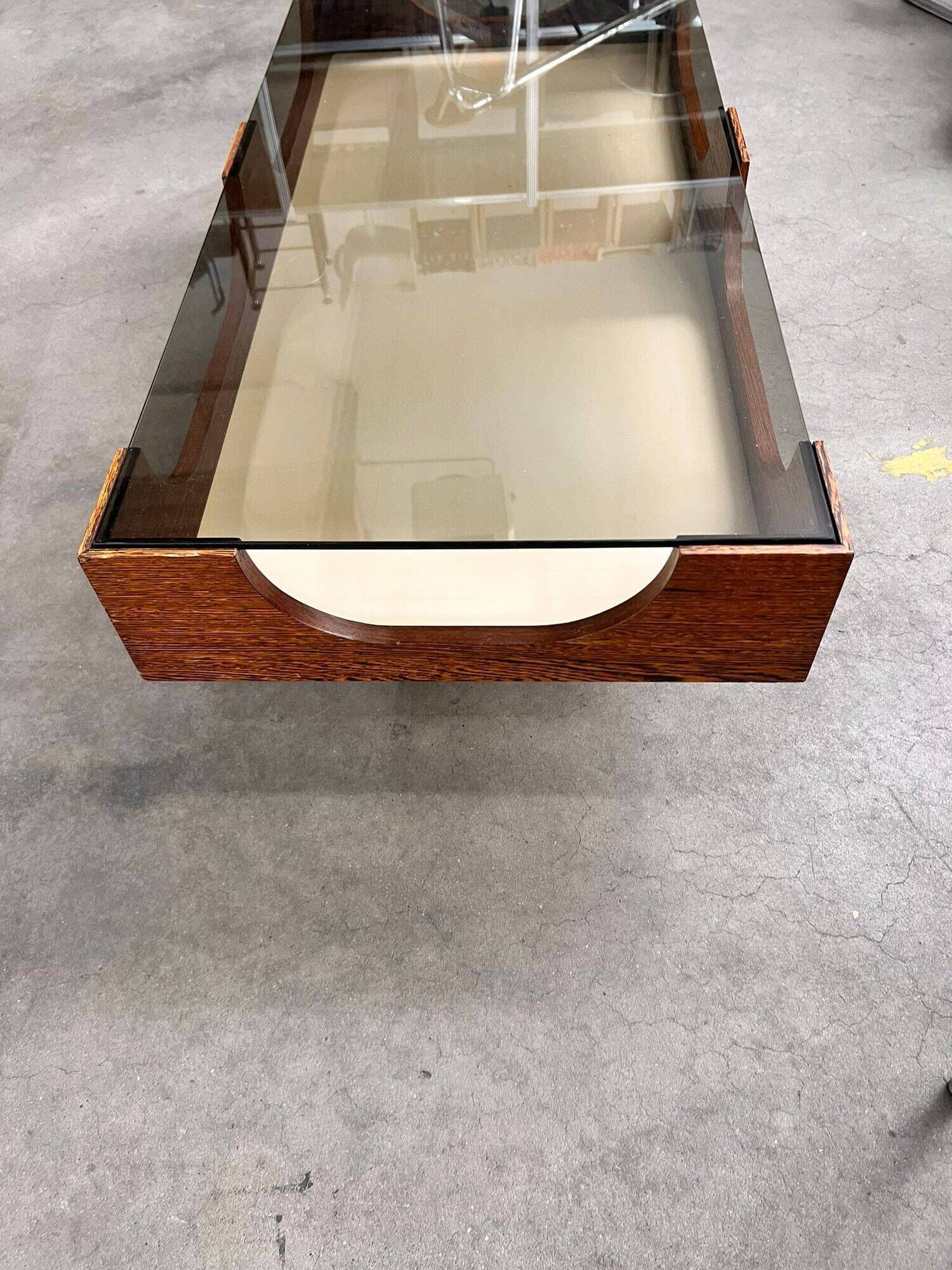 Vintage Space Age Coffee Table with Smoke Glass Table Top, 1960s