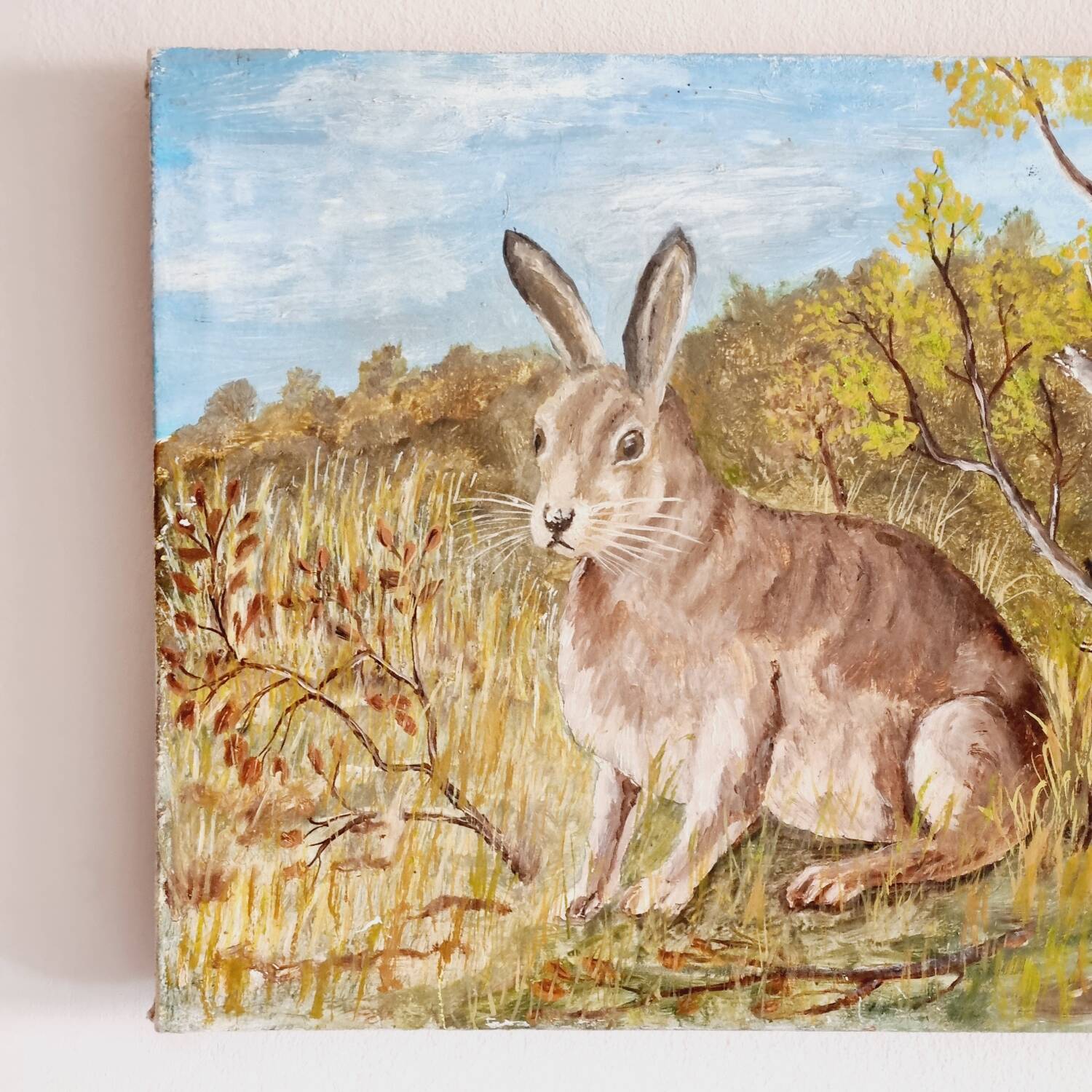 Oil on canvas hare rabbit
