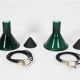 2 suspensions “Mini P&T" en verre vert Holmegaard Michael Bang, années 1970