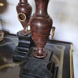 Antique Vases In Griotte Marble And Black Marble, Grand Tour, 19th Century