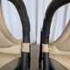 2 Vintage Espri Safari Lounge Armchairs / Rare Mid-century Black Bamboo and Beige Fabric Easy C