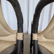 2 Vintage Espri Safari Lounge Armchairs / Rare Mid-century Black Bamboo and Beige Fabric Easy C