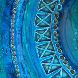 Large blue pottery bowl Rimini by Aldo Londi for Bitossi, Italy, 1960s.