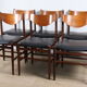 Set of 6 Gianfranco Frattini chairs in teak and black skai – 1960s