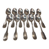11 silver-plated dessert spoons by Christofle, Cluny pattern, striped