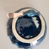 Ceramic butter dish signed Vallauris fish decor and its knife / fish / ceramic / 1960 / French riviera / Mid-Century / 20th