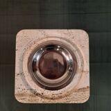 Coffee table with tray - travertine and glass - vintage.