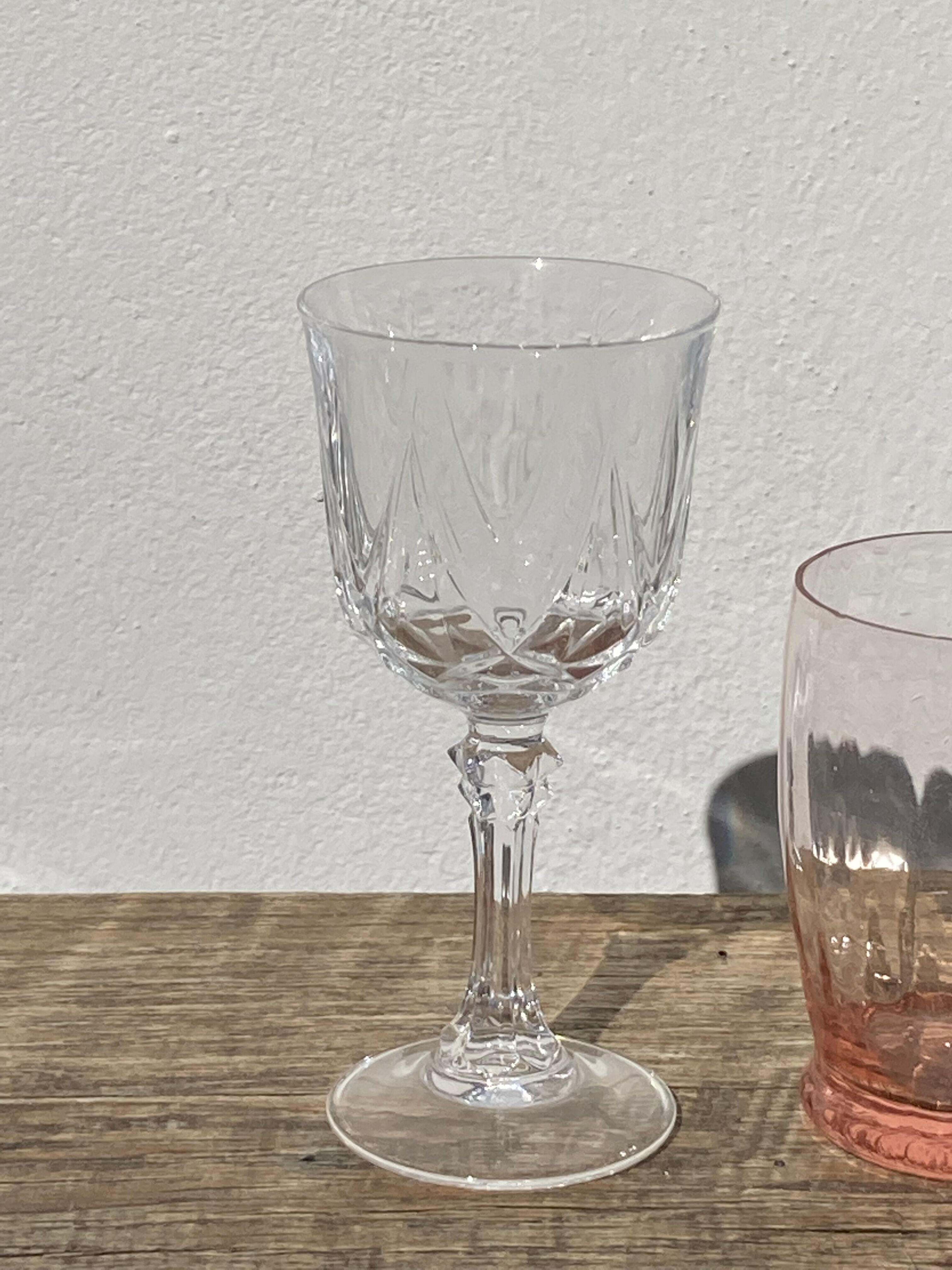 8 antique chiseled crystal stems - classic wine glasses