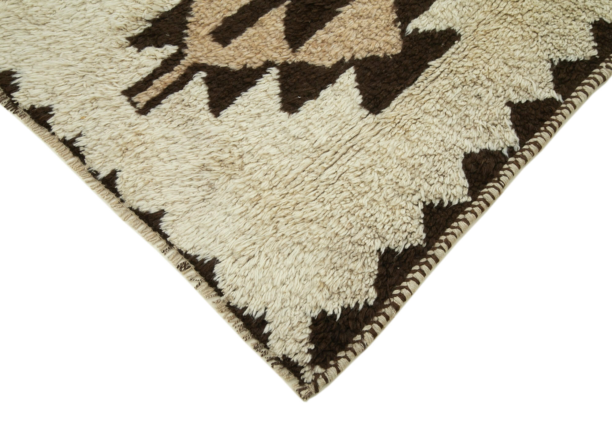 Handwoven antique anatolian beige runner rug 105 cm x 310 cm