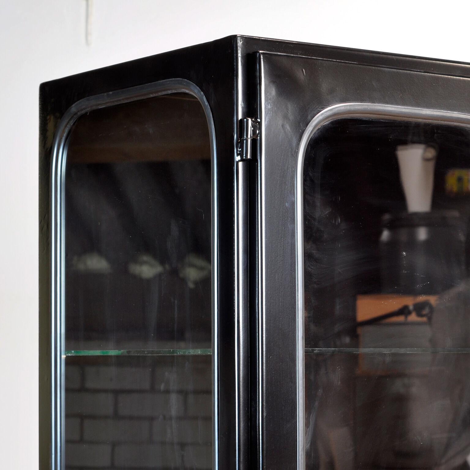 Vintage Glass & Iron Medical Cabinet, 1970s
