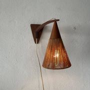 Teak wall lamp with natural ropes by Ib Fabiansen for Fog & Mørup, 1960s, Denmark.