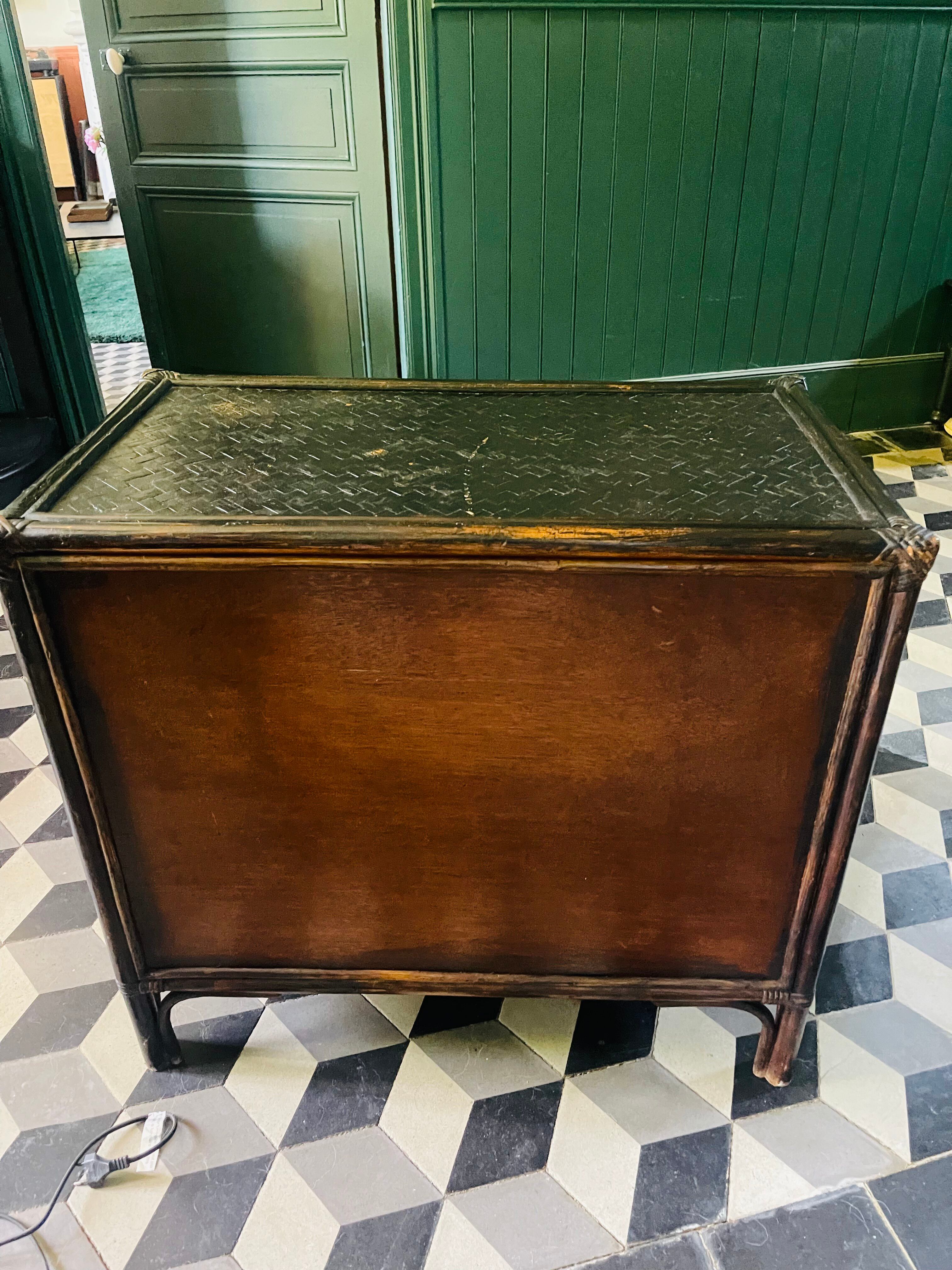 Vintage rattan chest of drawers