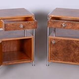 Restored Bauhaus Pair of Bed-Side Tables, Hynek Gottwald, Chrome, Czechia, 1930s