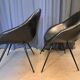 Pair of armchairs in skaï and black steel