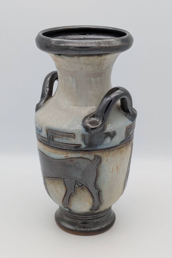 Roger Guérin (Bouffioulx) - Vase Art Déco Grès Salé - Décor Antilope - 1930