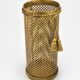 Hollywood Regency umbrella stand in gold metal with cord and tassels, Li Puma Firenze, 1950.
