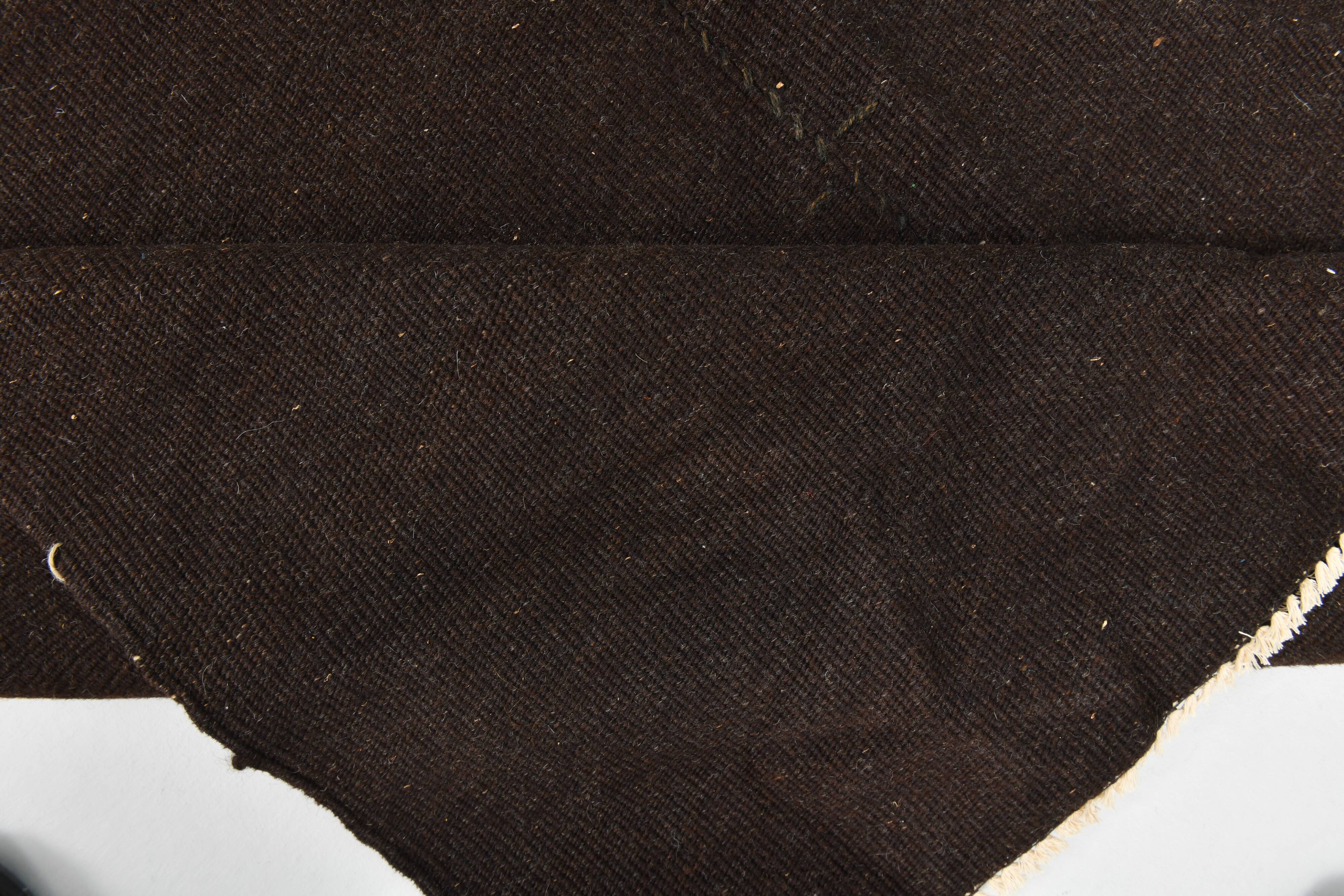 Turkish Dark Brown Modern Vintage Kilim Rug, 320x367Cm