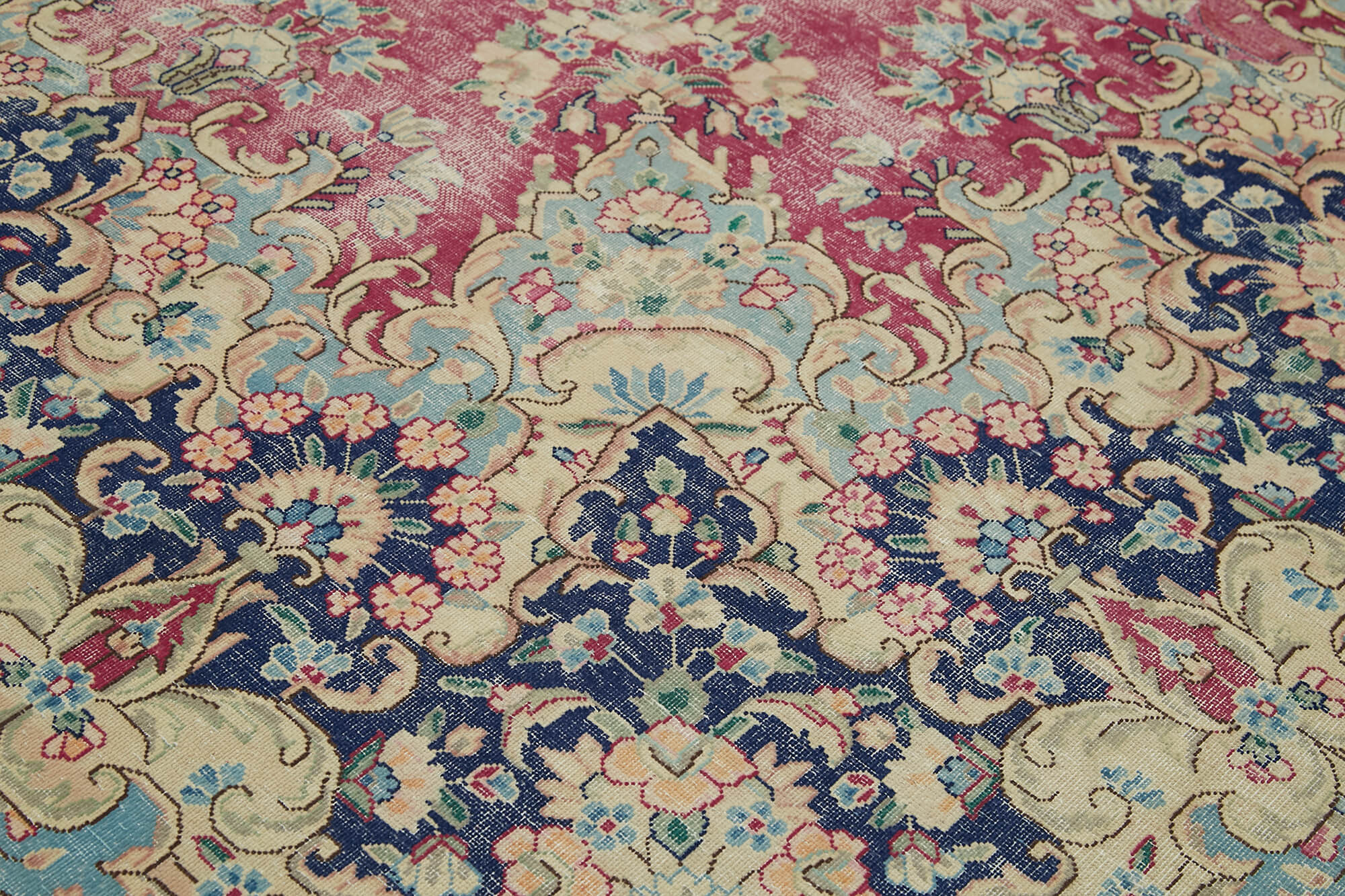 Handmade oriental unique 1980s 297 cm x 400 cm beige wool carpet