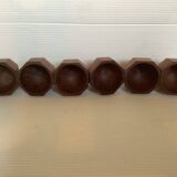 Six Scandinavian teak wood egg cups