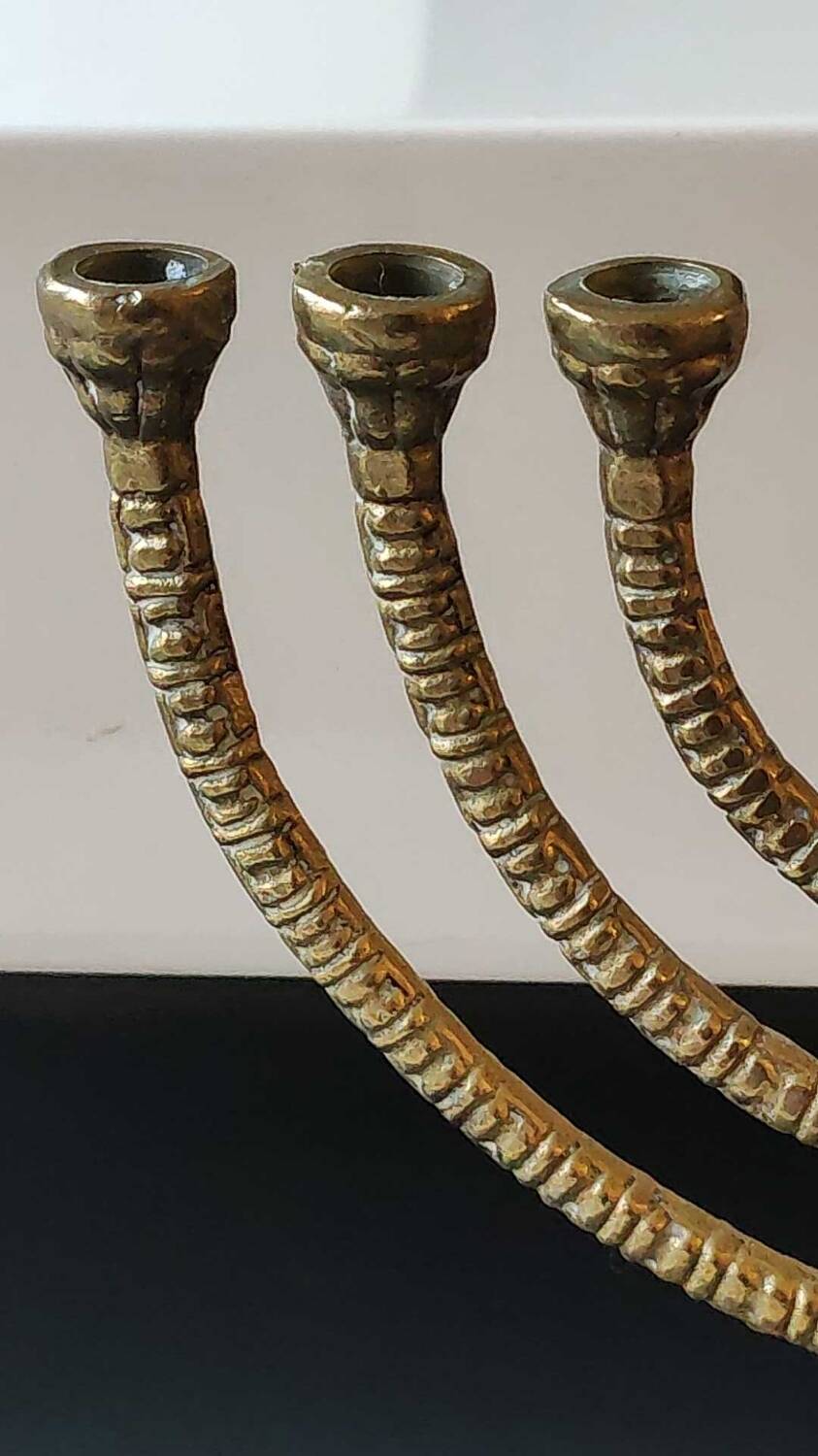 Jewish Menorah/Candlestick with 7 arms. Engraved Jerusalem, signed Wainberg Dim 16x16