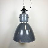 Large Grey Enamel Industrial Factory Lamp from Elektrosvit, 1960s