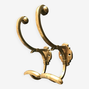 2 double hooks vintage brass coat rack