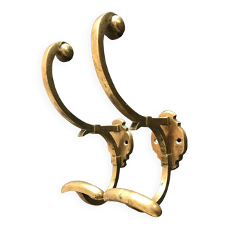 2 double hooks vintage brass coat rack