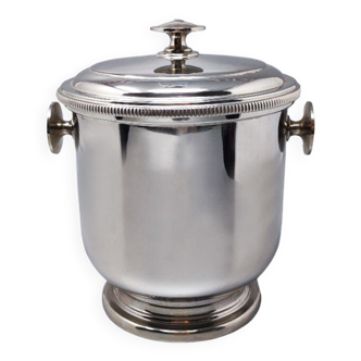 1960s Stunning ice bucket in stainless steel by Aldo Tura for Macabo