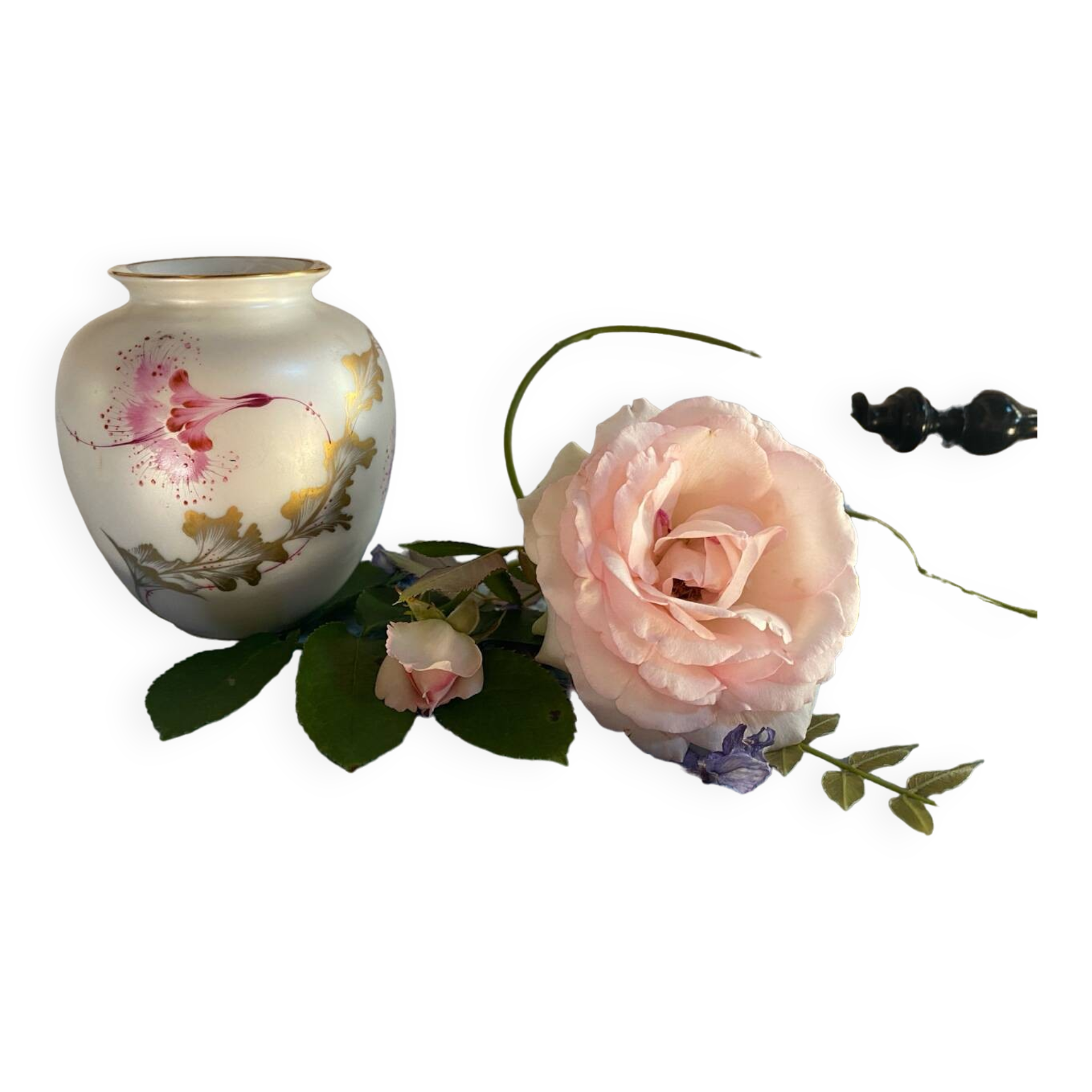 Hand-painted pearlescent porcelain vase