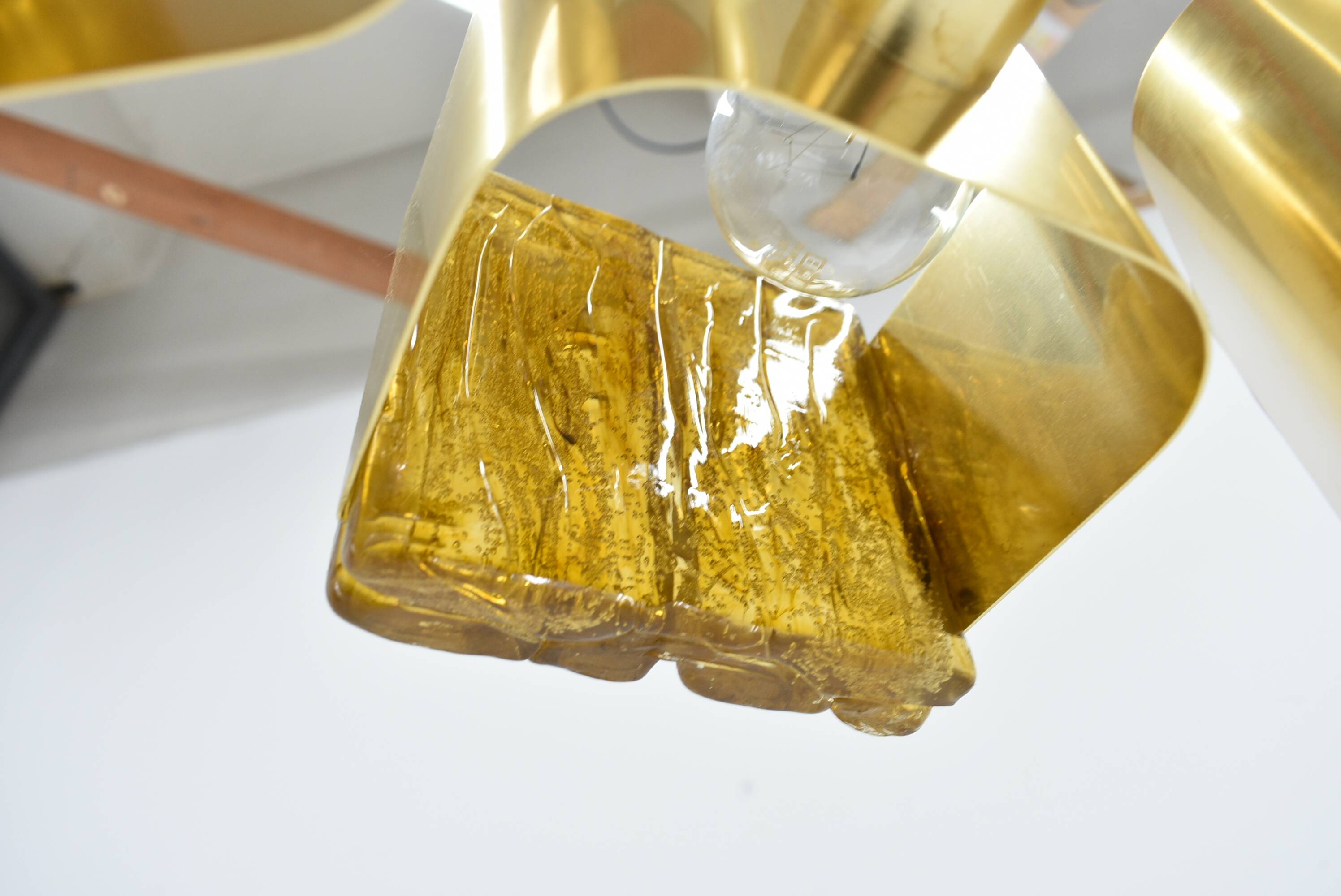 Mid-century design brass and resin pendant, 1960s / Hungary