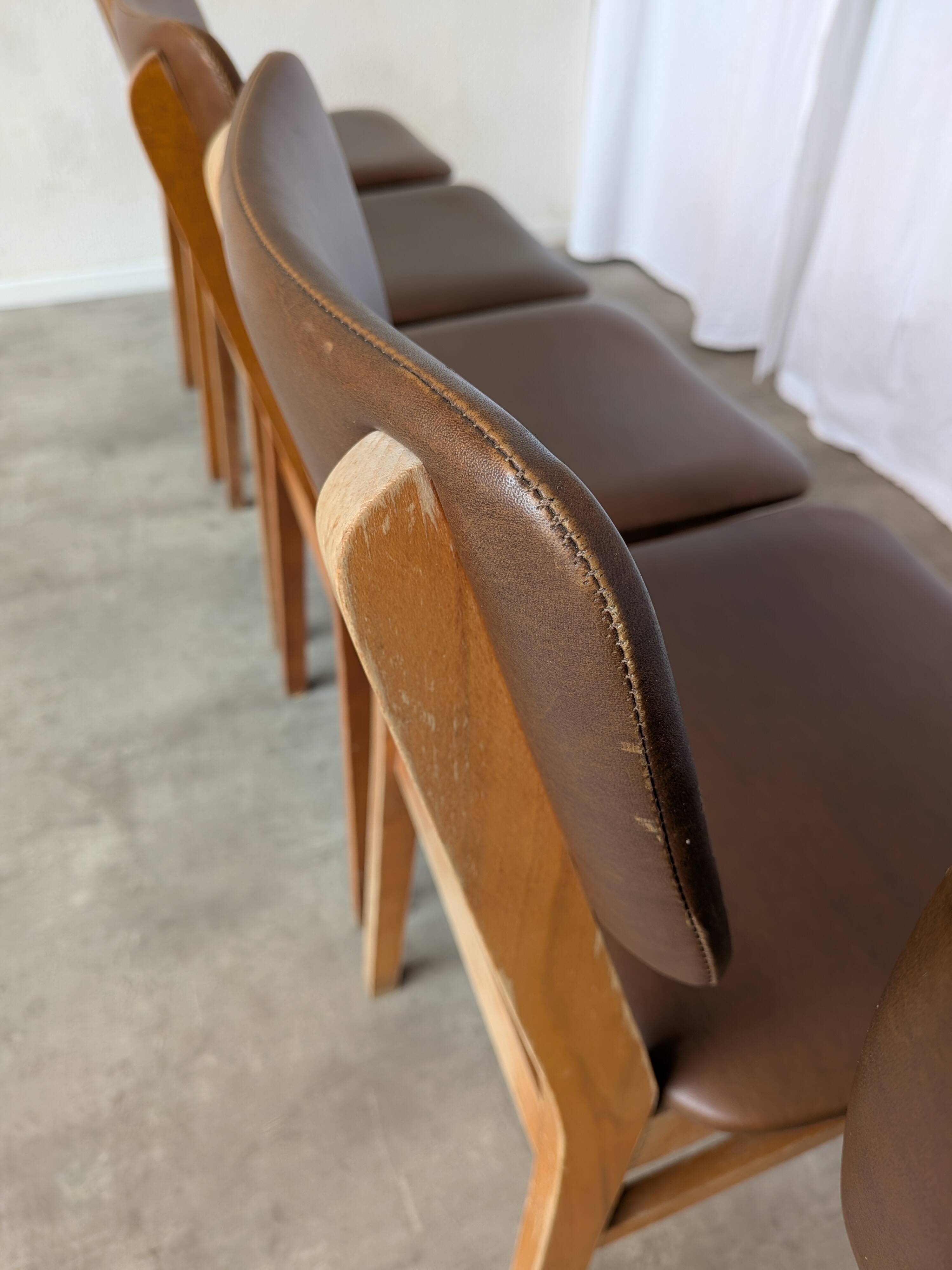 Vintage STOL Kamnik Dining Chair: 1970s Yugoslavian Mid-Century Leather Bis