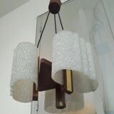 Scandinavian teak and perspex pendant chandelier