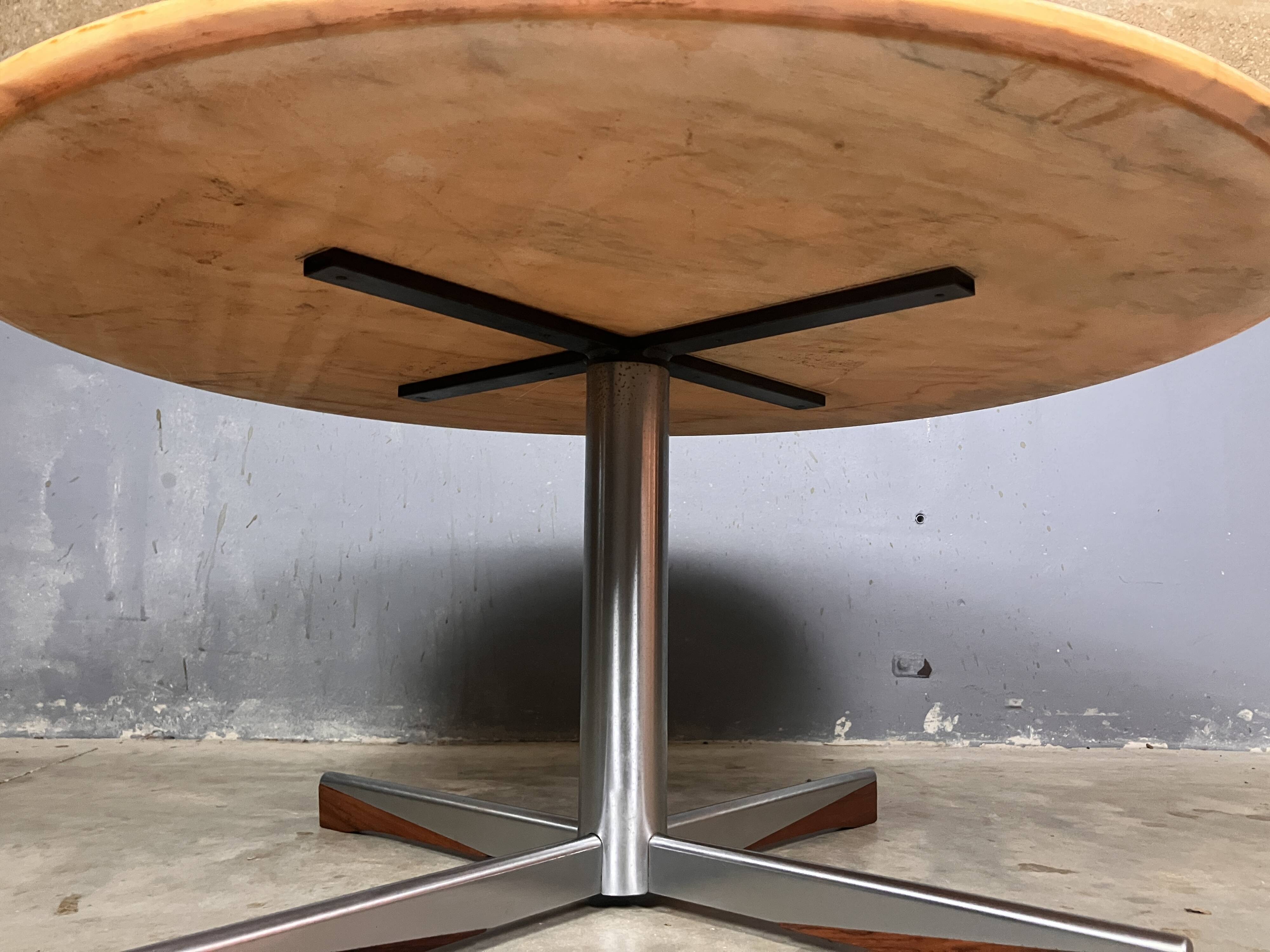 Mid Century coffee table marble chrome rosewood