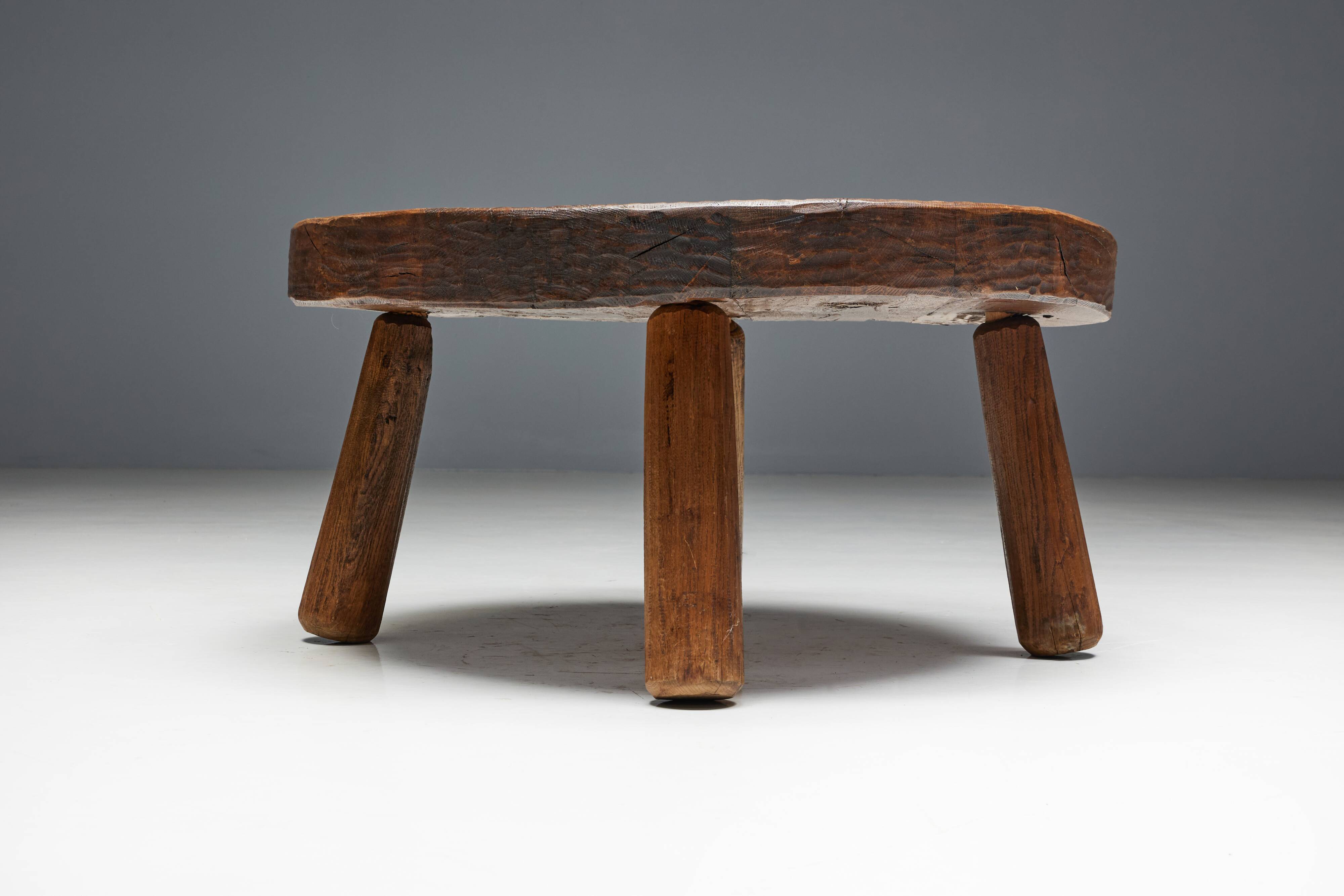 Brutalist Folk Art Coffee Table, France, 19th Century