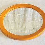 Round orange plastic mirror - 1970s