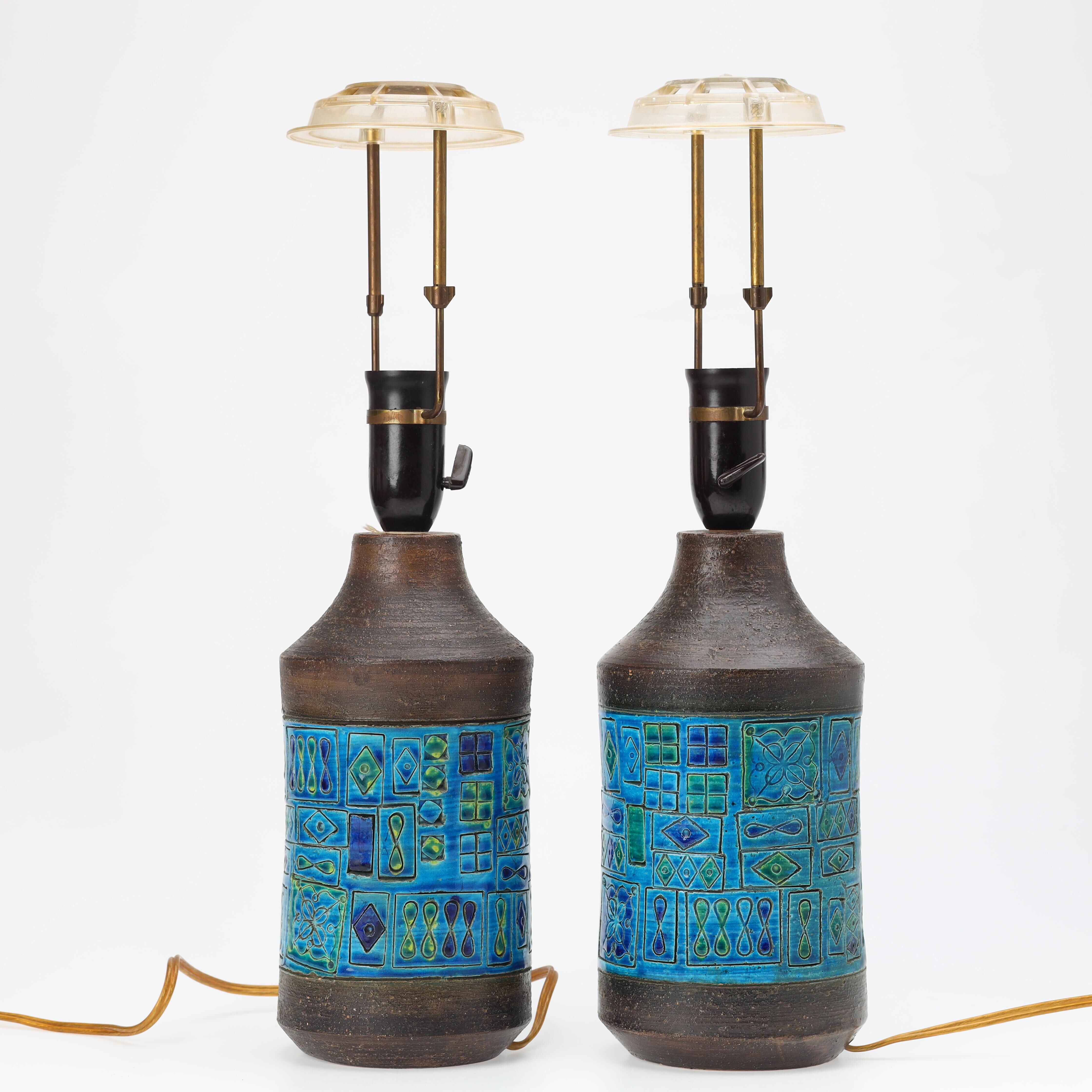 Pair of table lamps by Aldo Londi for Bitossi Sweden 1960 Signed