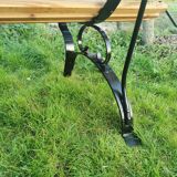 Metal and wood garden bench