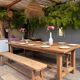 Grande table de ferme avec 2 bancs