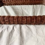 Vintage rectangular woven rattan wall mirror