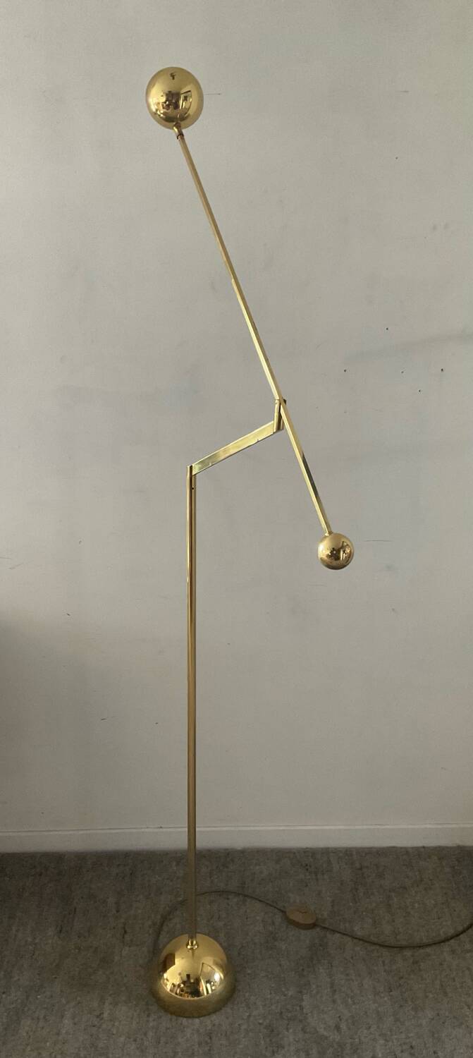 Vintage brass counterweight floor lamp