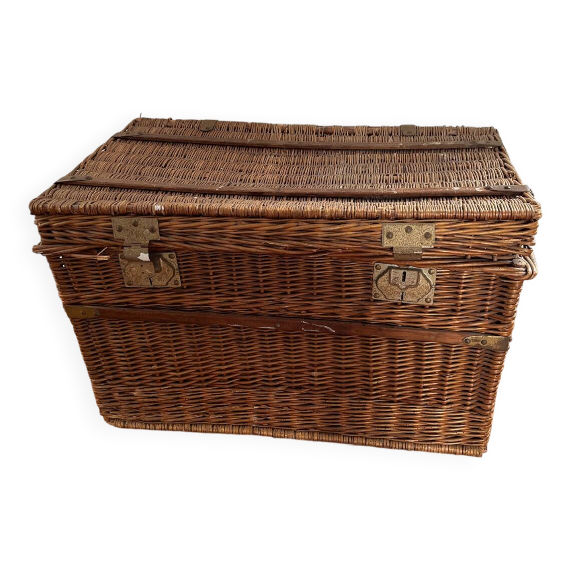 Old wicker transport trunk, early 20th century