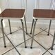 Pair of formica stools brown style veneer and white 70s