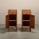 Art Deco Amsterdam School Nightstands oak wood and glass, 1930s Netherlands