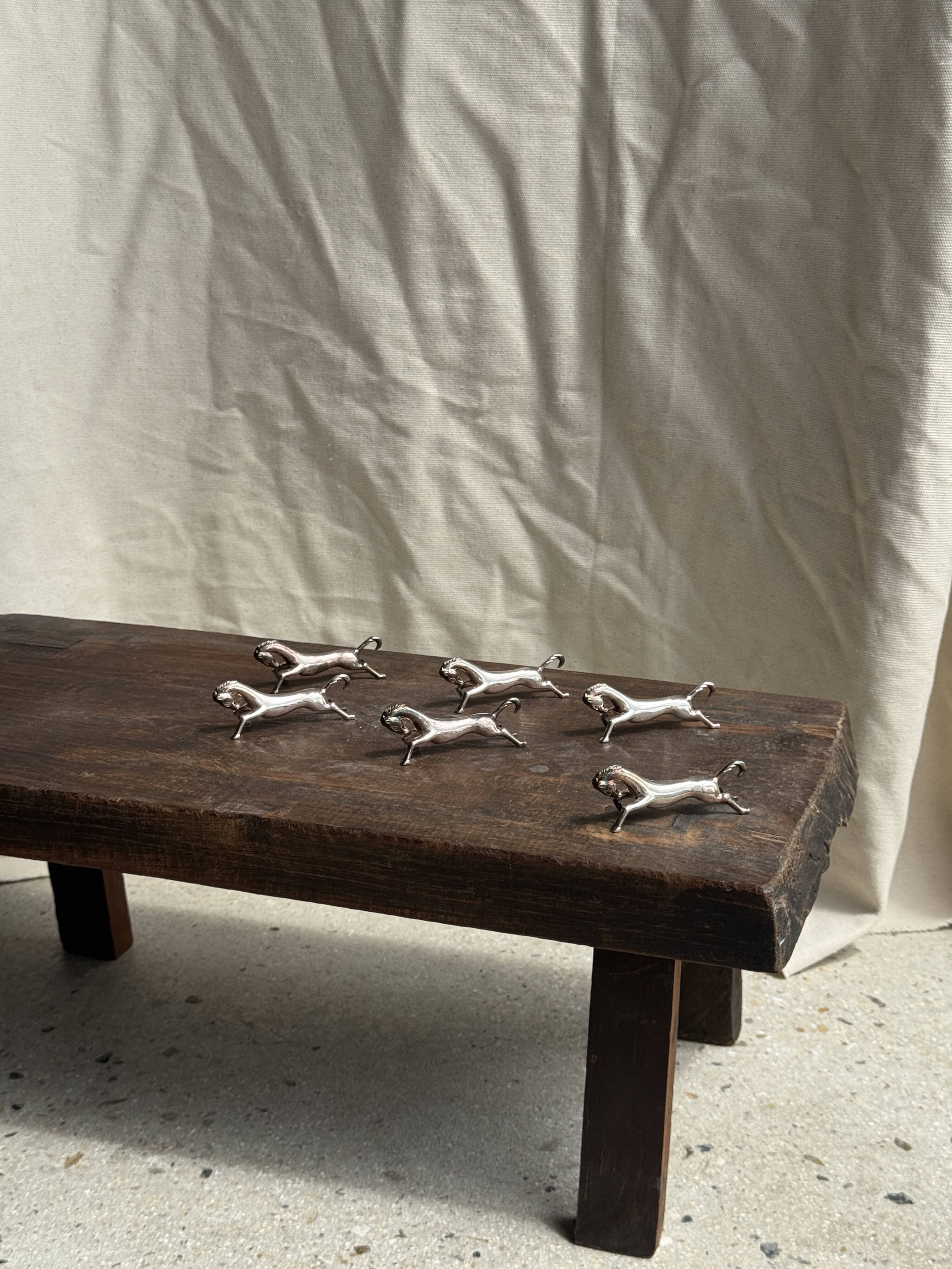 Set of 6 silver-plated horse knife rests L8 H2
