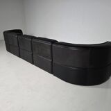 Canapé modulable De Sede DS-15 en cuir de buffle noir d'origine, années 1970