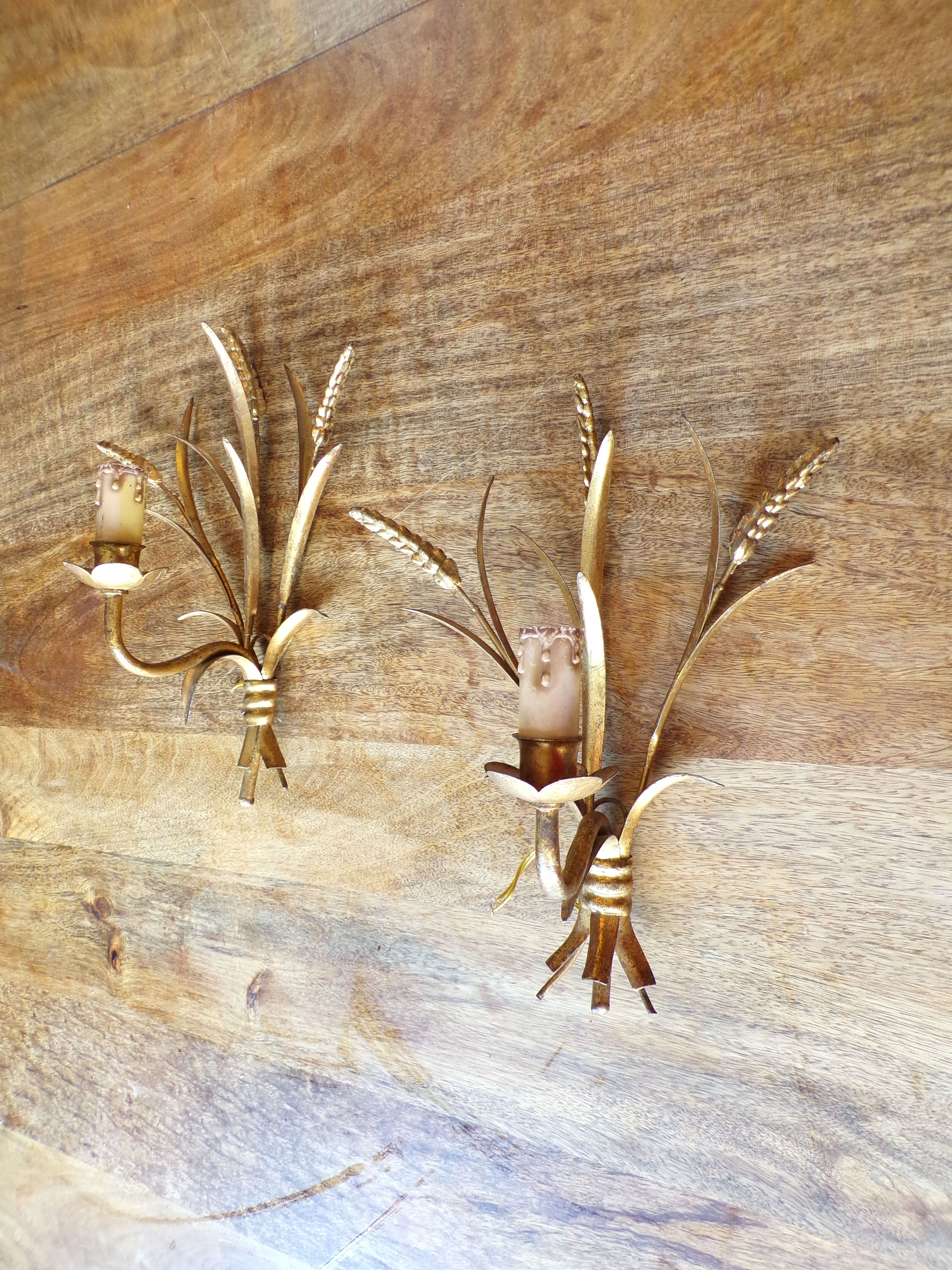 Pair of Italian sconces ear of wheat