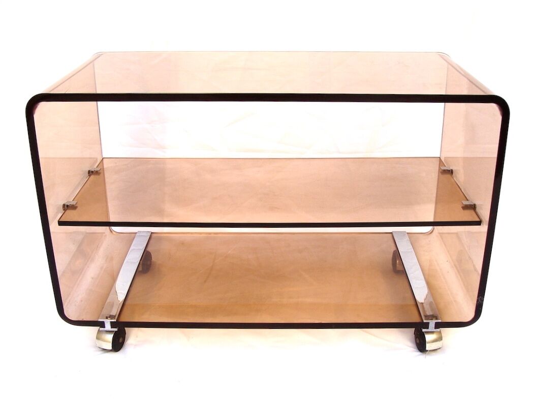 Plexiglas design rolling coffee table