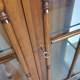 Faux bamboo cabinet by Jonathan Adler / glass layers / 1980s