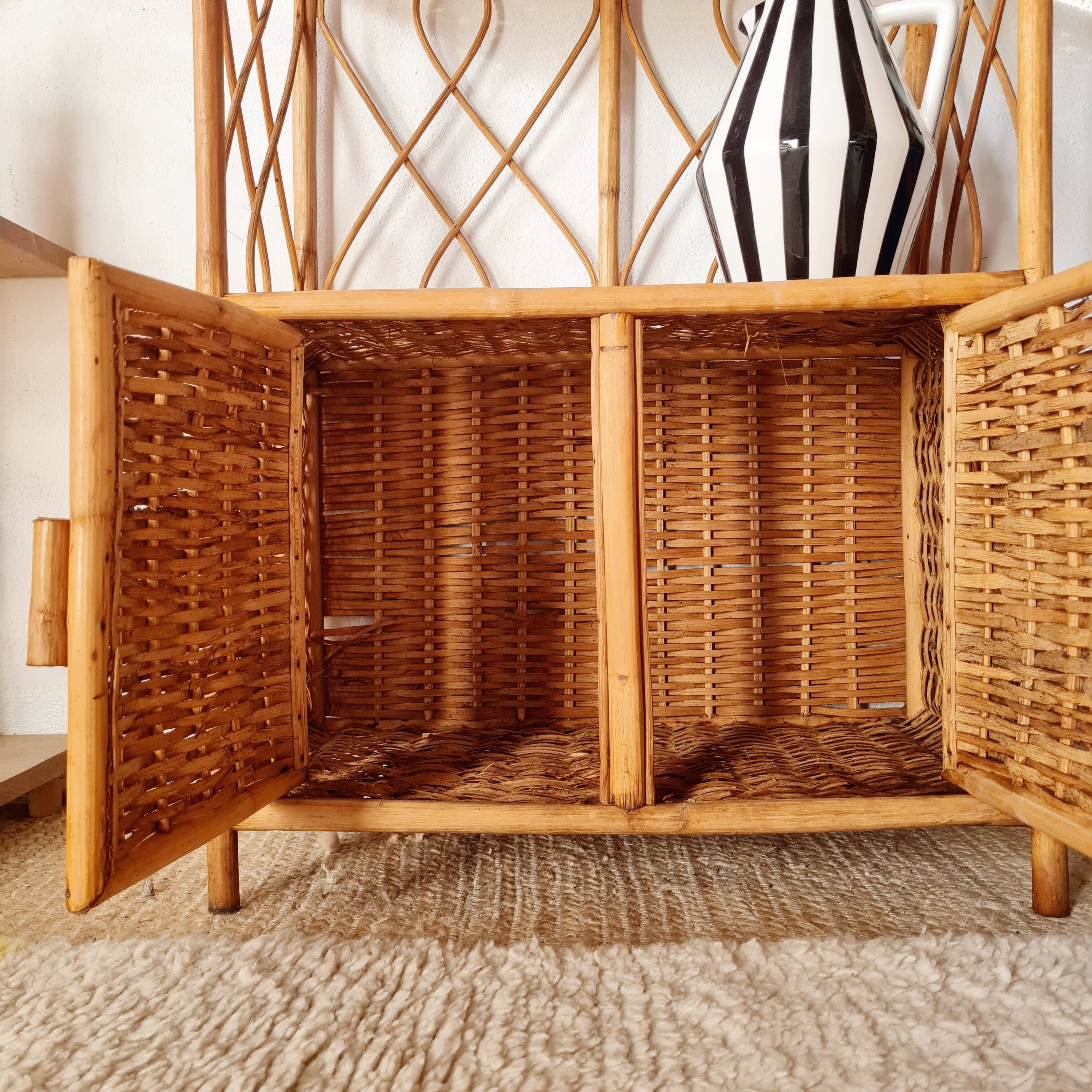 Rattan bookshelf shelf